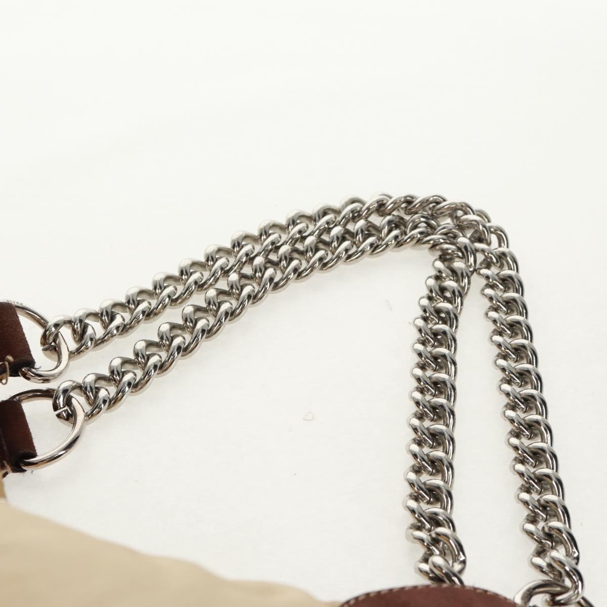 PRADA Chain Shoulder Bag Nylon Beige Silver Auth 160872