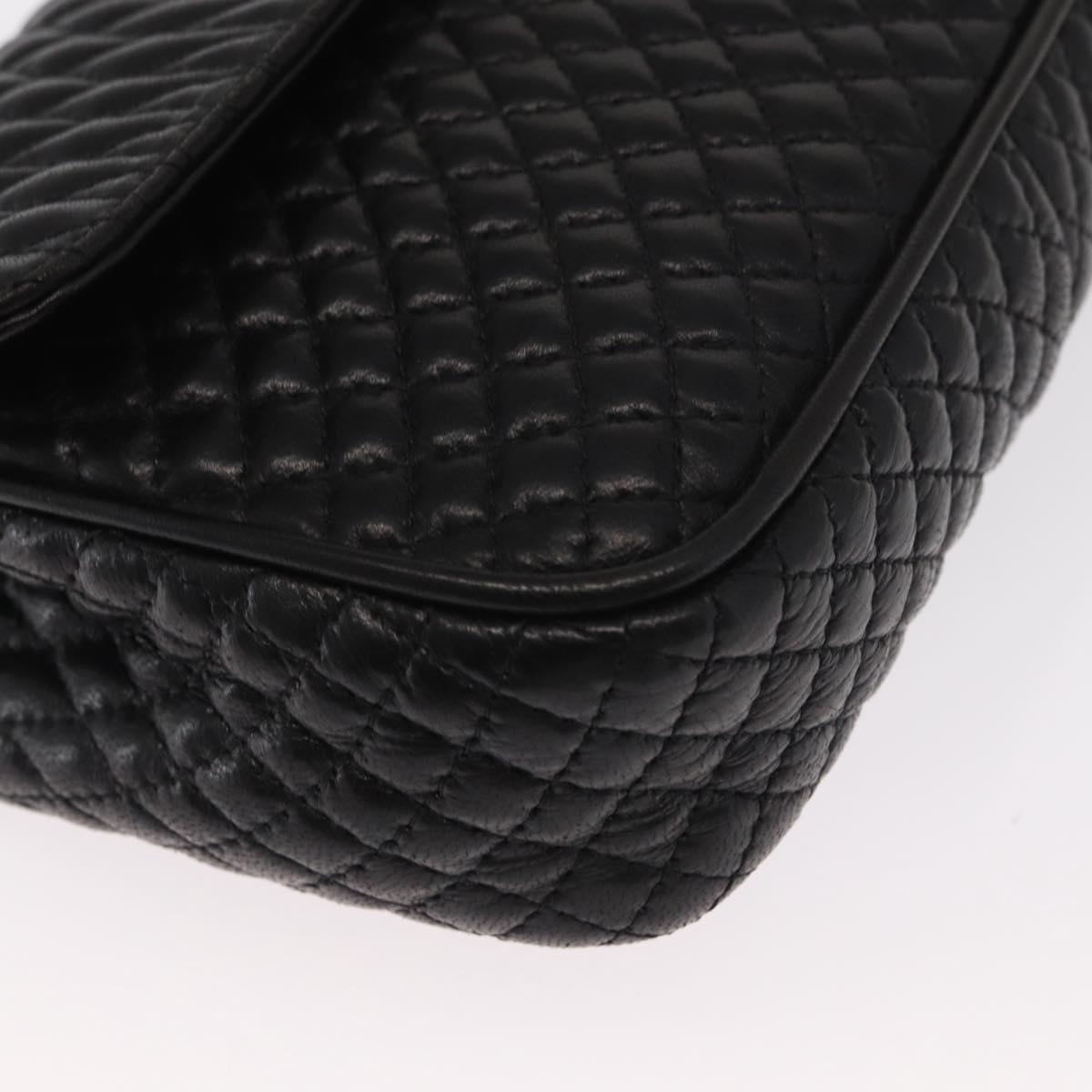 BALLY Chain Shoulder Bag Leather Black Gold Auth 160874