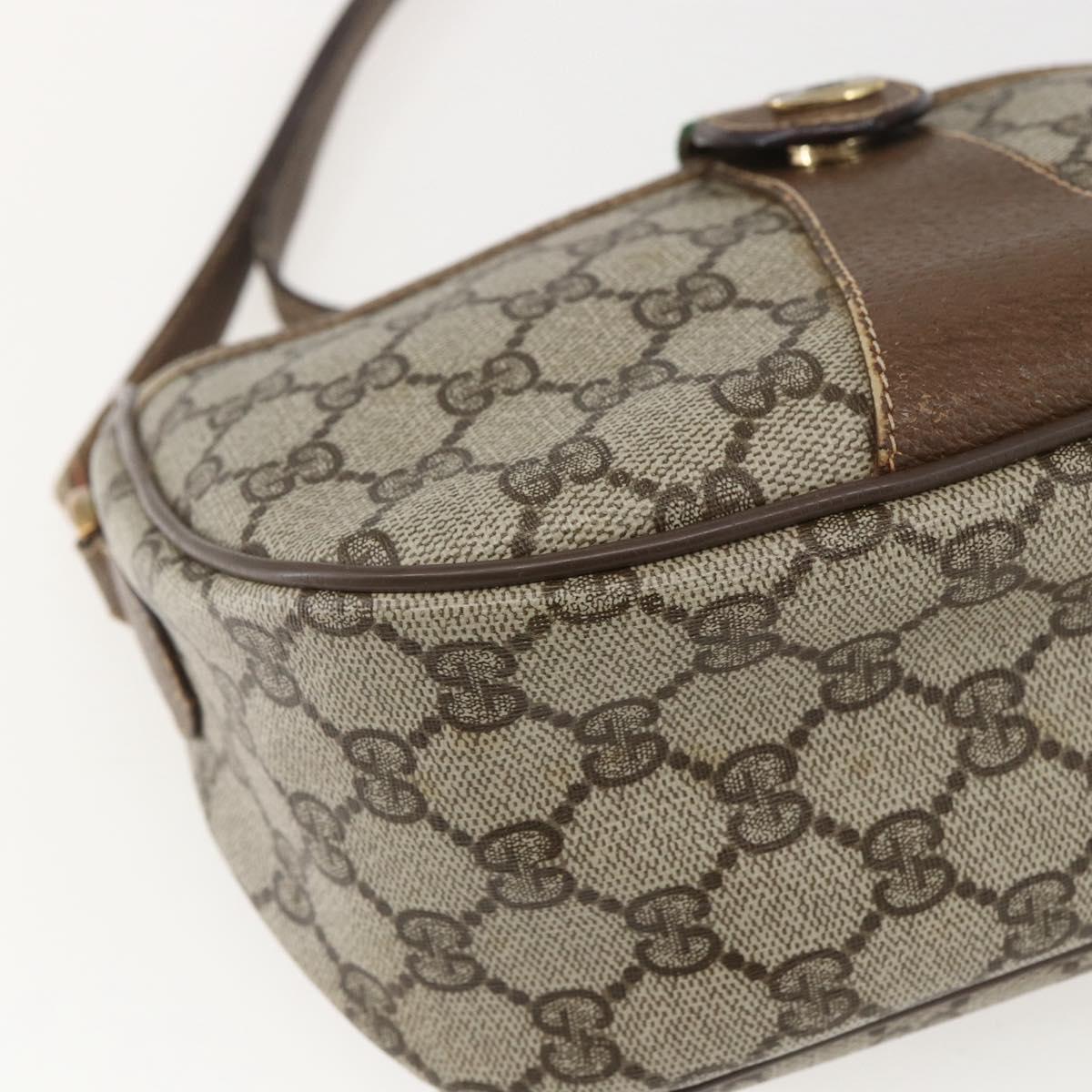 GUCCI GG Supreme Web Sherry Line Bag PVC Beige Gold 89 02 032 Auth 160877
