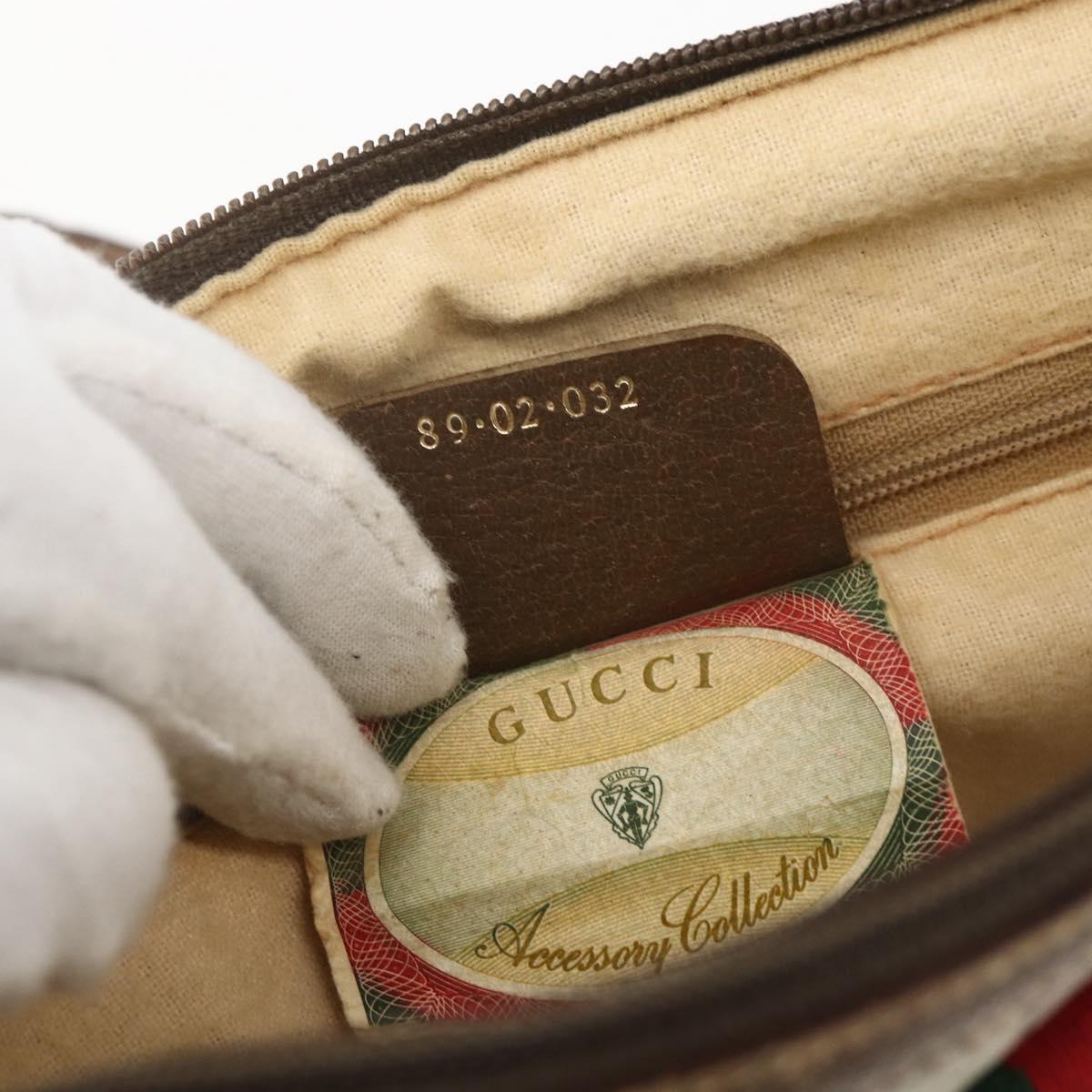 GUCCI GG Supreme Web Sherry Line Bag PVC Beige Gold 89 02 032 Auth 160877