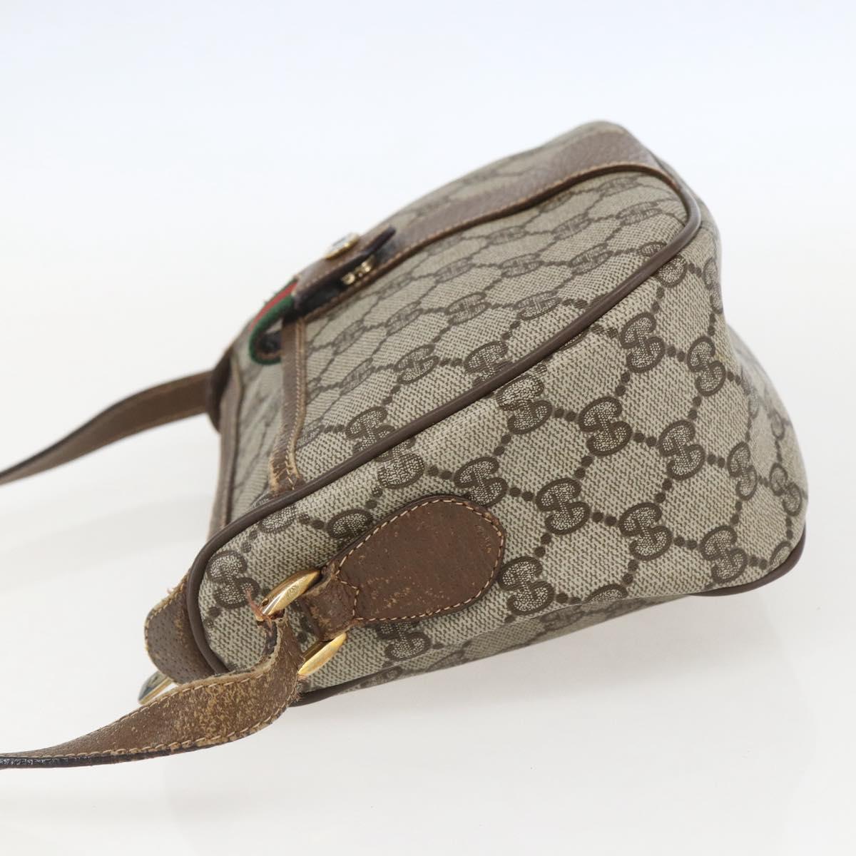 GUCCI GG Supreme Web Sherry Line Bag PVC Beige Gold 89 02 032 Auth 160877
