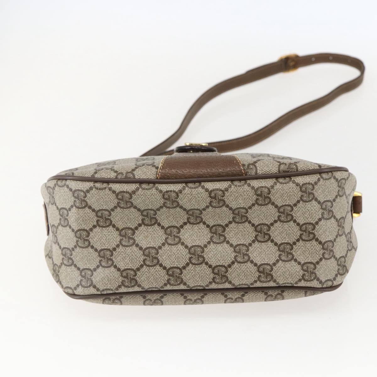 GUCCI GG Supreme Web Sherry Line Bag PVC Beige Gold 89 02 032 Auth 160877