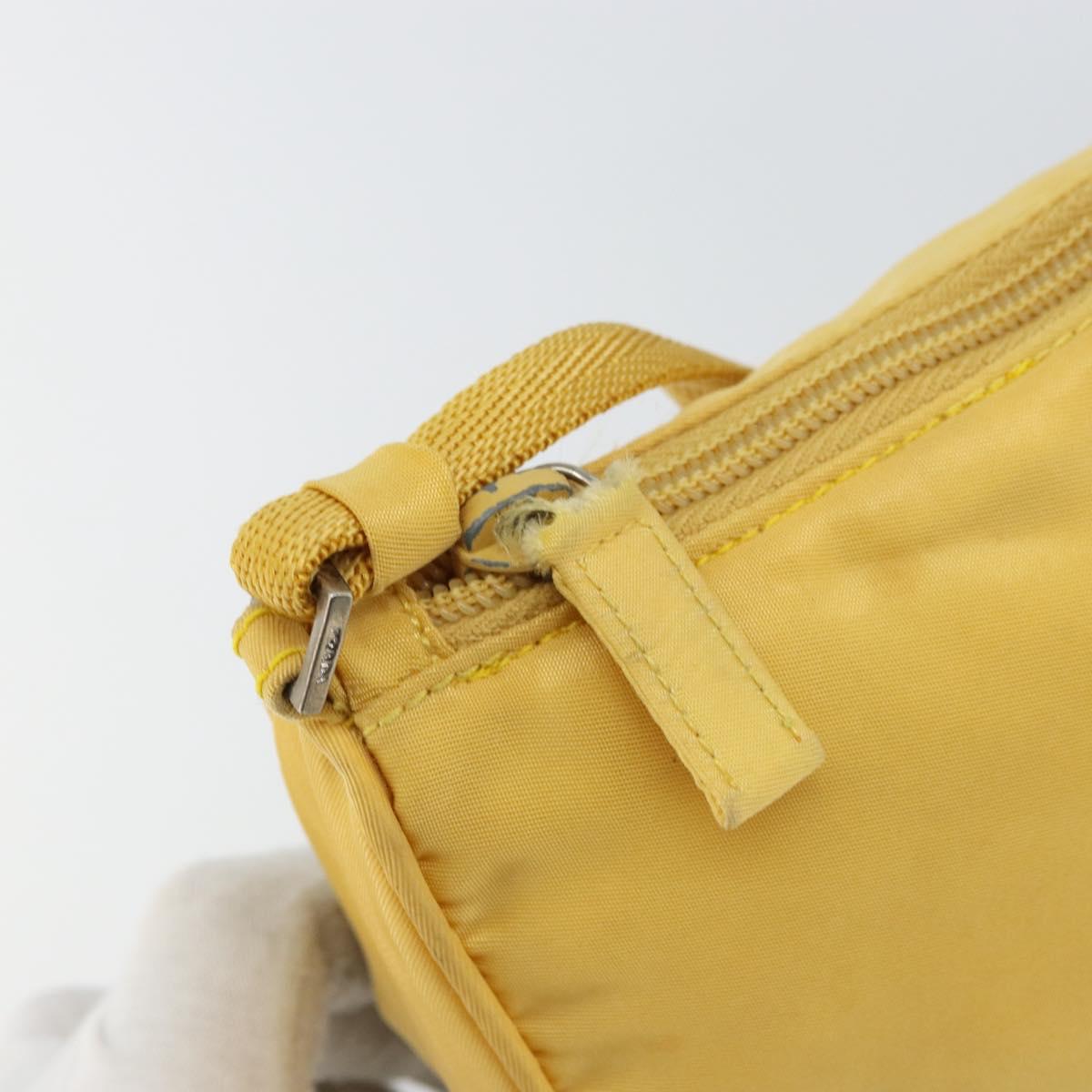 PRADA Accessory Pouch Nylon Yellow Auth 160881