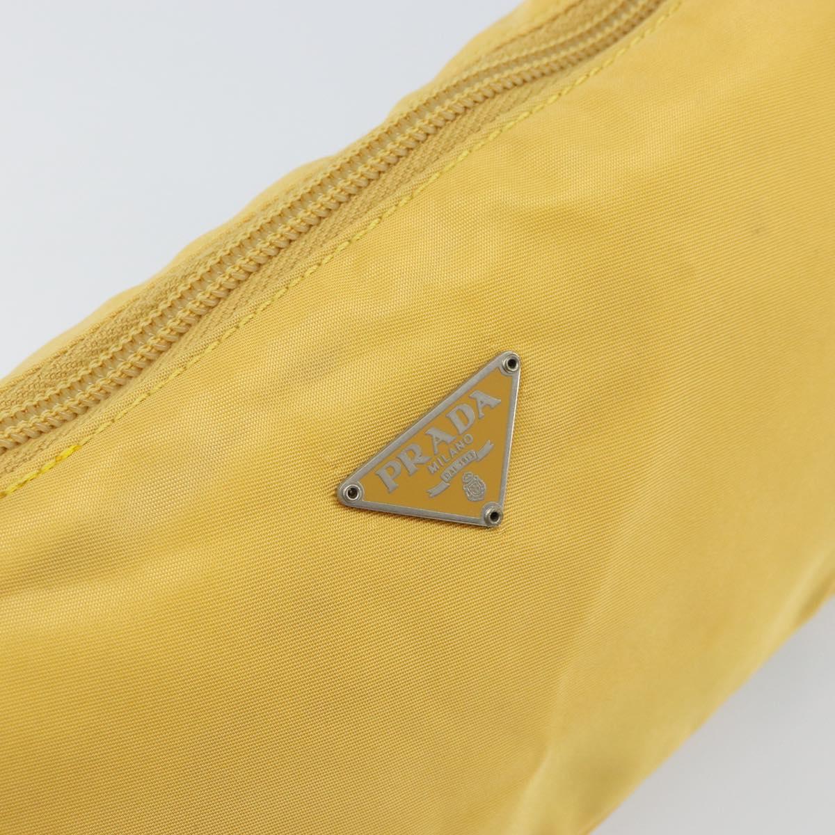 PRADA Accessory Pouch Nylon Yellow Auth 160881