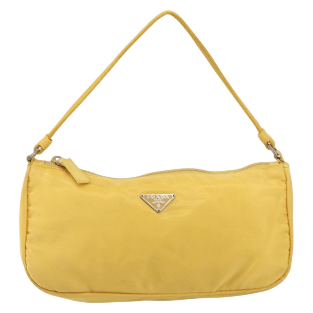 PRADA Accessory Pouch Nylon Yellow Auth 160881