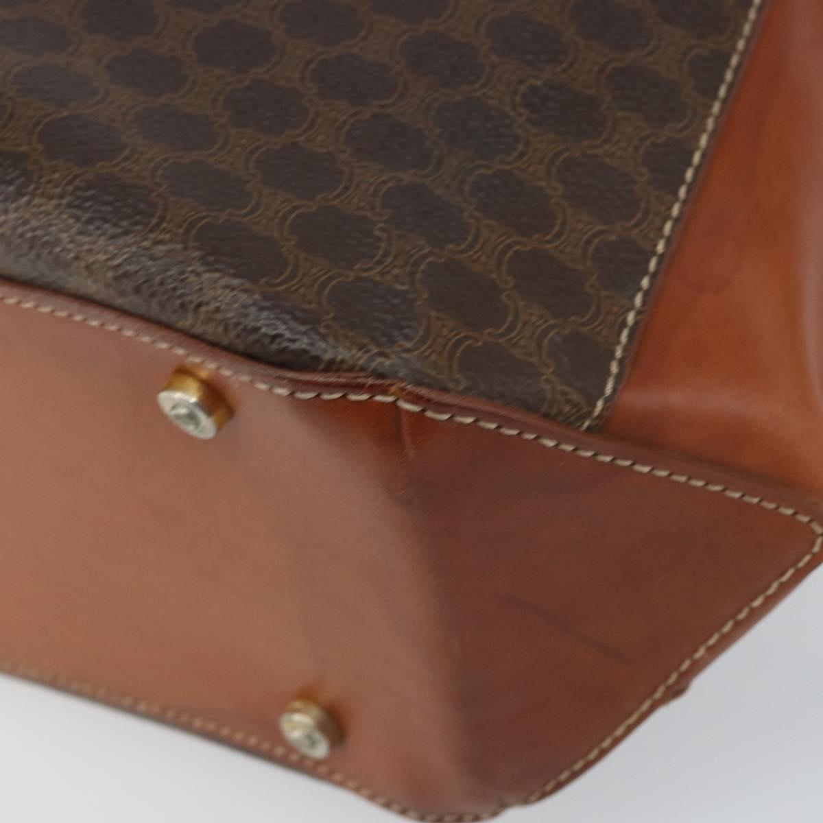 CELINE Macadam Canvas Hand Bag PVC Leather Brown Gold Auth 160884