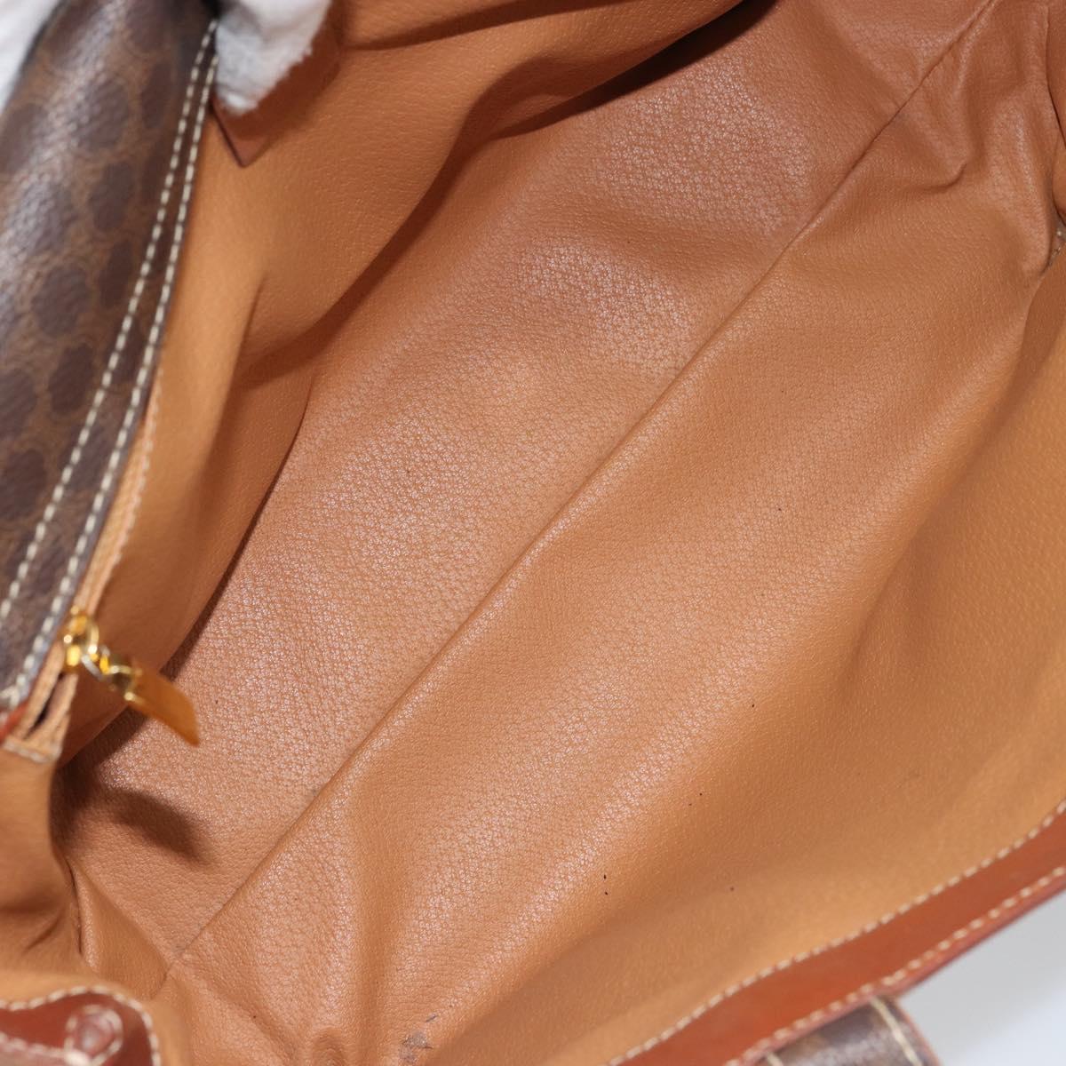 CELINE Macadam Canvas Hand Bag PVC Leather Brown Gold Auth 160884