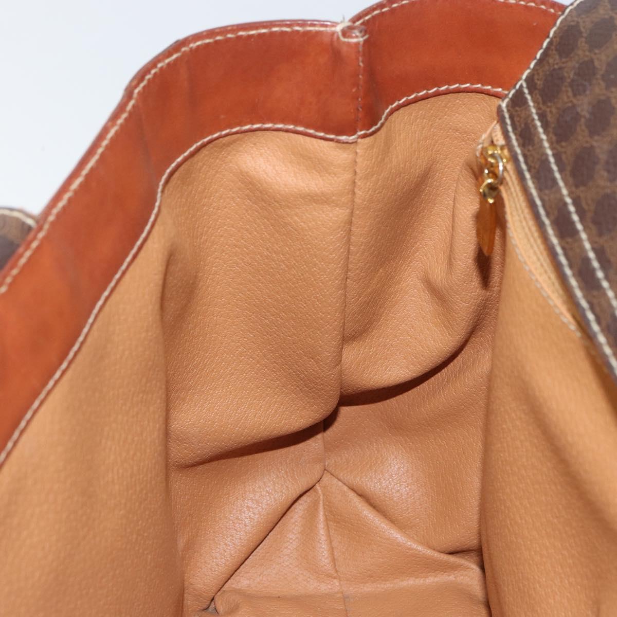 CELINE Macadam Canvas Hand Bag PVC Leather Brown Gold Auth 160884