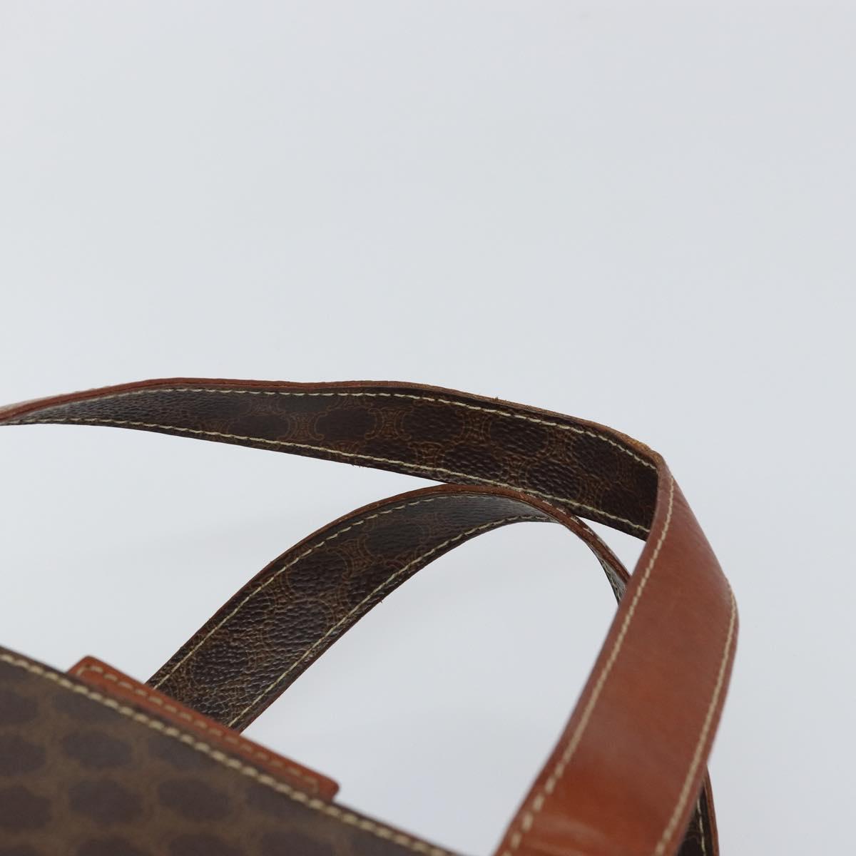 CELINE Macadam Canvas Hand Bag PVC Leather Brown Gold Auth 160884