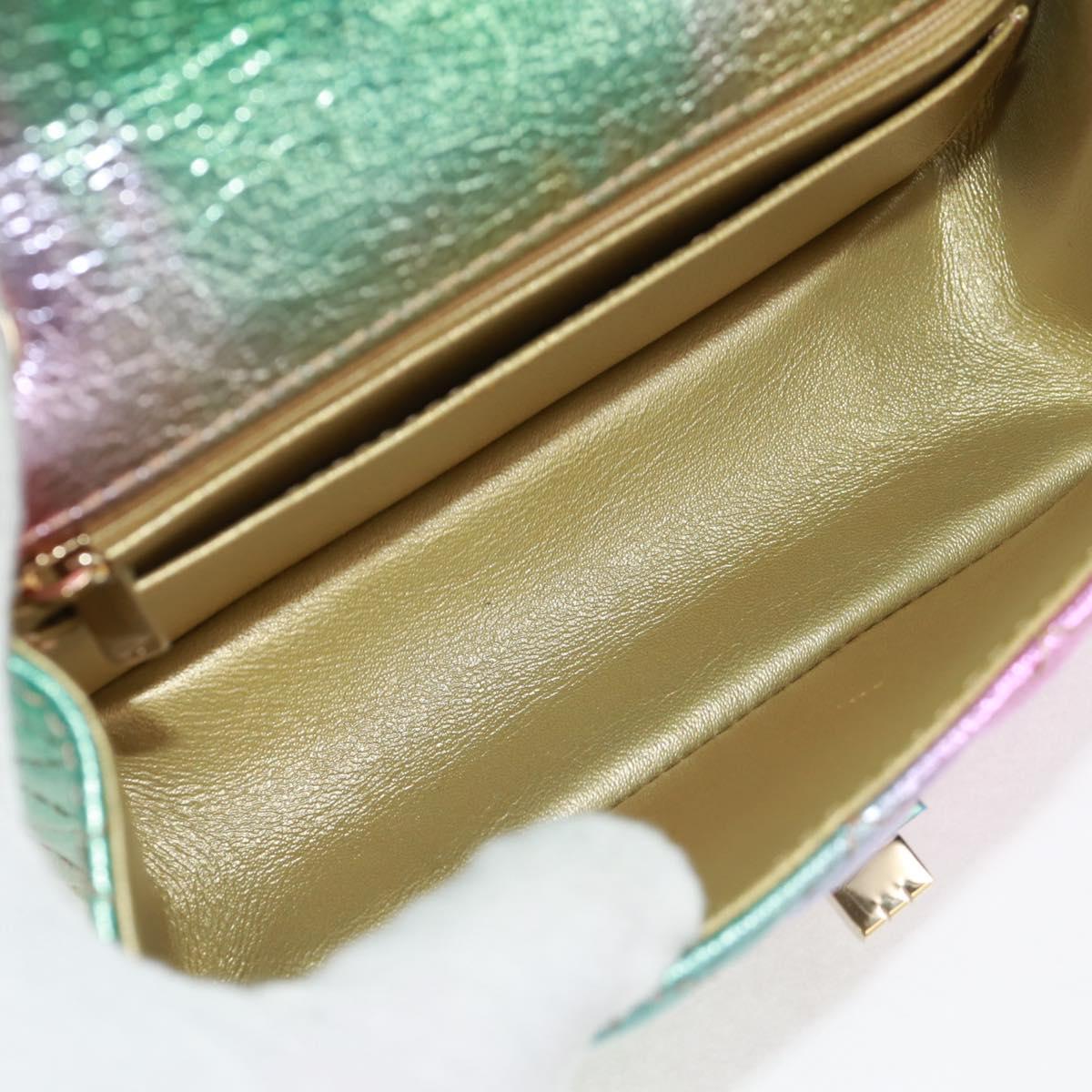 CHANEL 2.55 Matelasse 20 Chain Bag Leather Multicolor Gold CC Auth 160885SAM