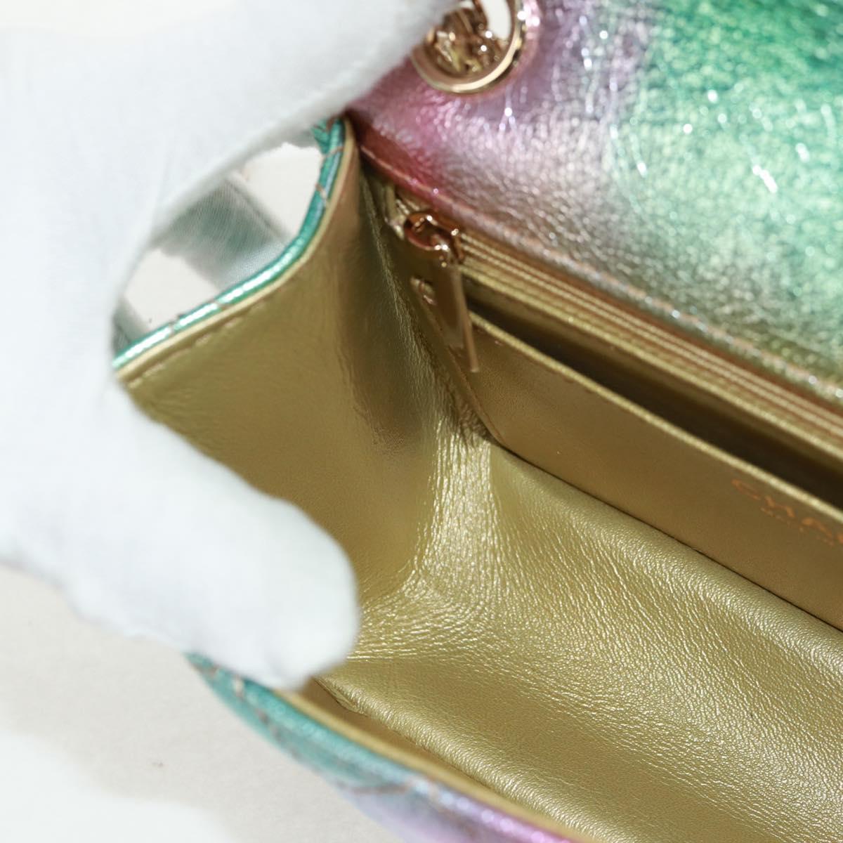 CHANEL 2.55 Matelasse 20 Chain Bag Leather Multicolor Gold CC Auth 160885SAM