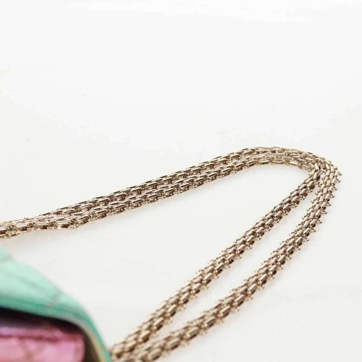 CHANEL 2.55 Matelasse 20 Chain Bag Leather Multicolor Gold CC Auth 160885SAM