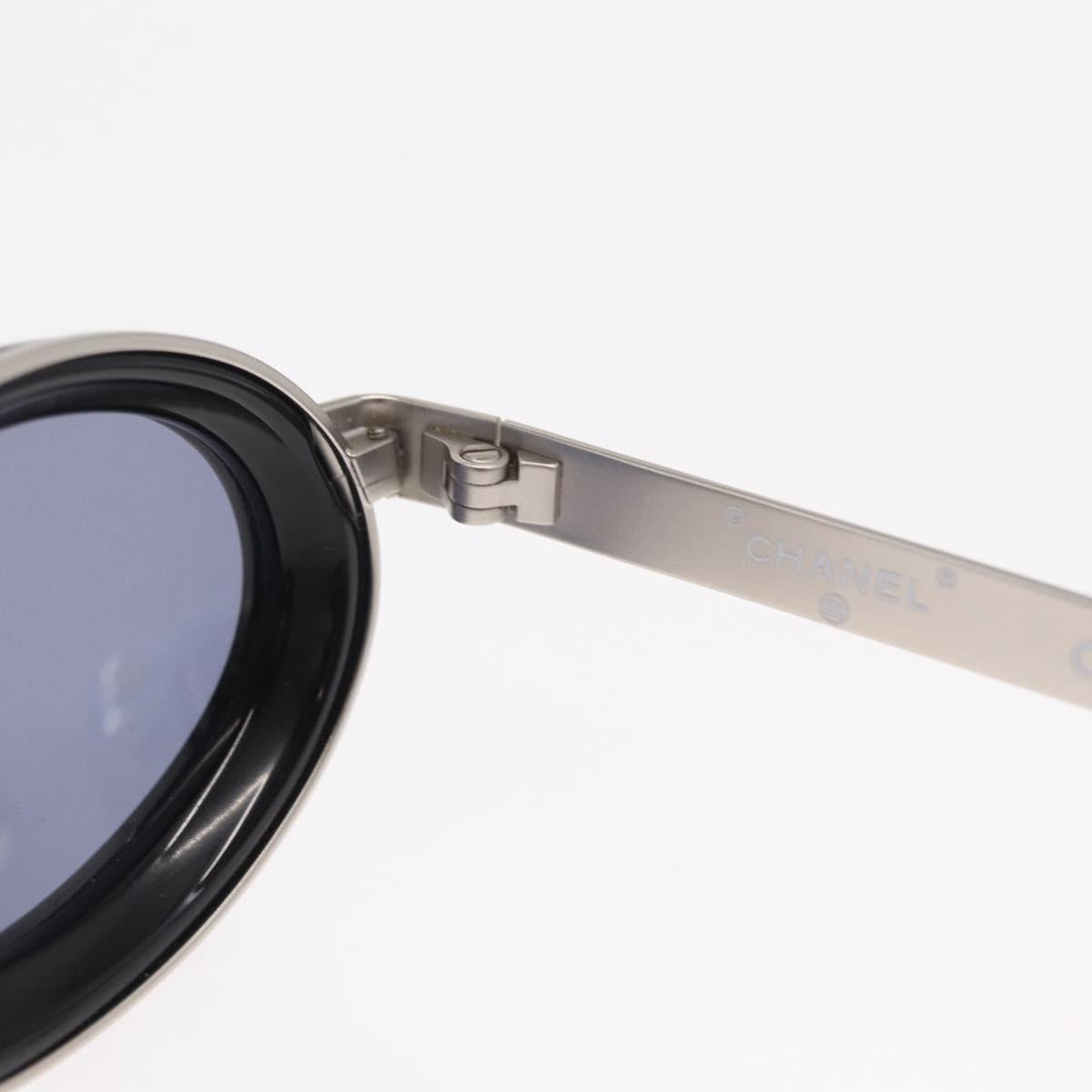 CHANEL Sunglasses metal Silver tone CC Auth 160904