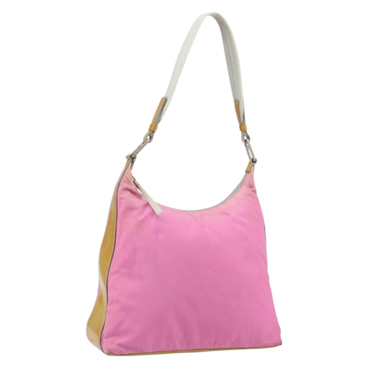 PRADA Shoulder Bag Nylon Pink Silver Auth 160914