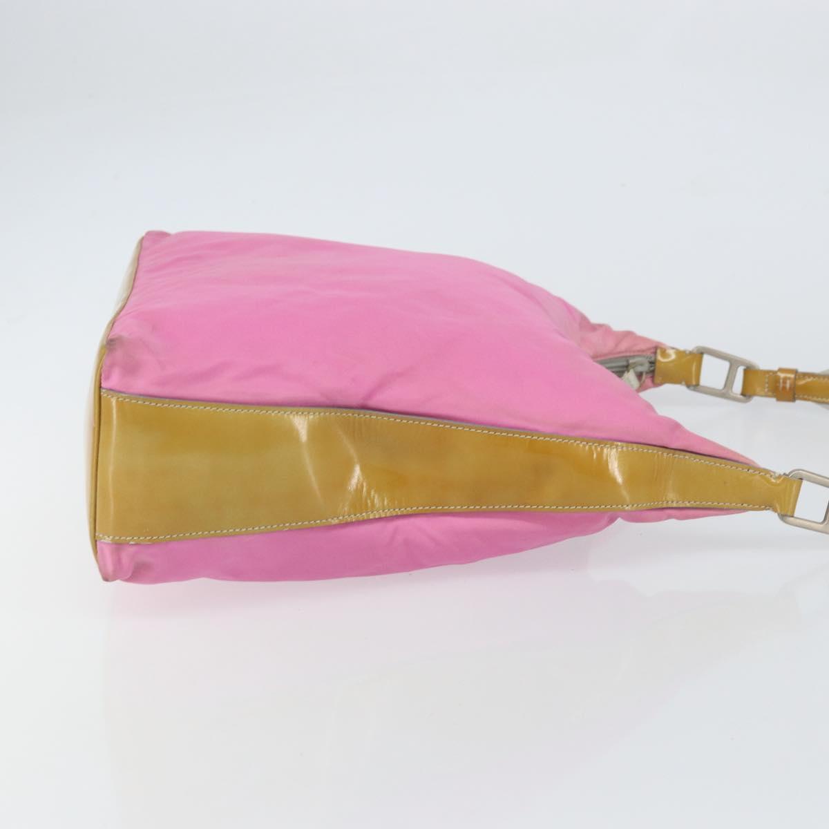 PRADA Shoulder Bag Nylon Pink Silver Auth 160914