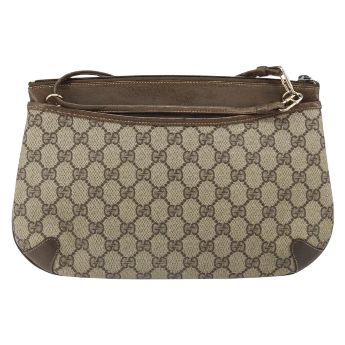 GUCCI GG Supreme Web Sherry Line Bag PVC Beige Gold 904 02 026 Auth 160917