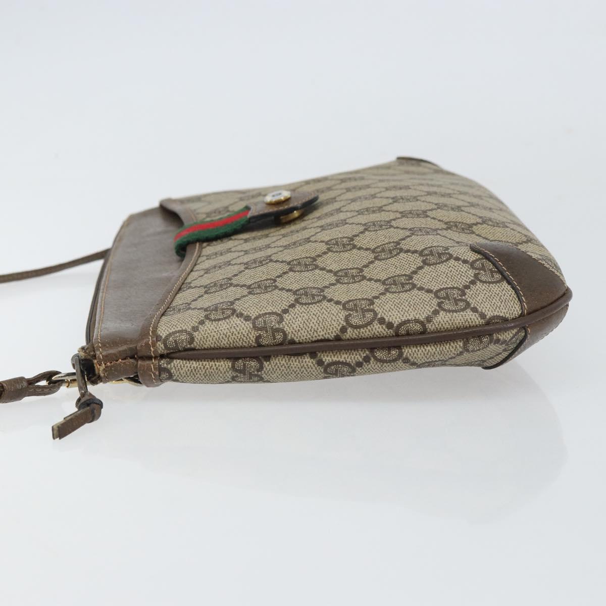 GUCCI GG Supreme Web Sherry Line Bag PVC Beige Gold 904 02 026 Auth 160917