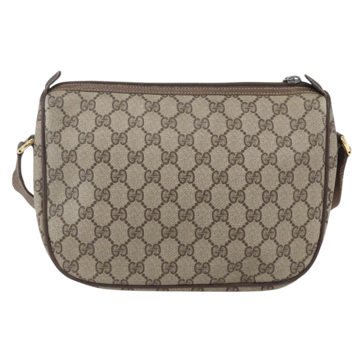 GUCCI GG Supreme Web Sherry Line Shoulder Bag PVC Beige 89 02 077 Auth 160926