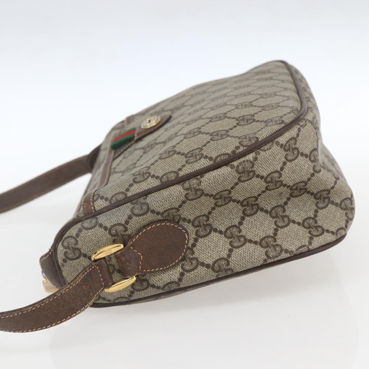 GUCCI GG Supreme Web Sherry Line Shoulder Bag PVC Beige 89 02 077 Auth 160926