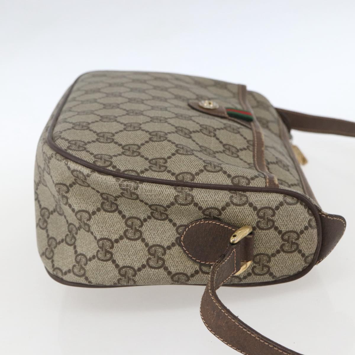 GUCCI GG Supreme Web Sherry Line Shoulder Bag PVC Beige 89 02 077 Auth 160926