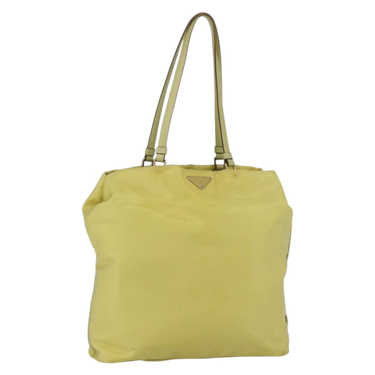 PRADA Tote Bag Nylon Yellow Gold Auth 160930