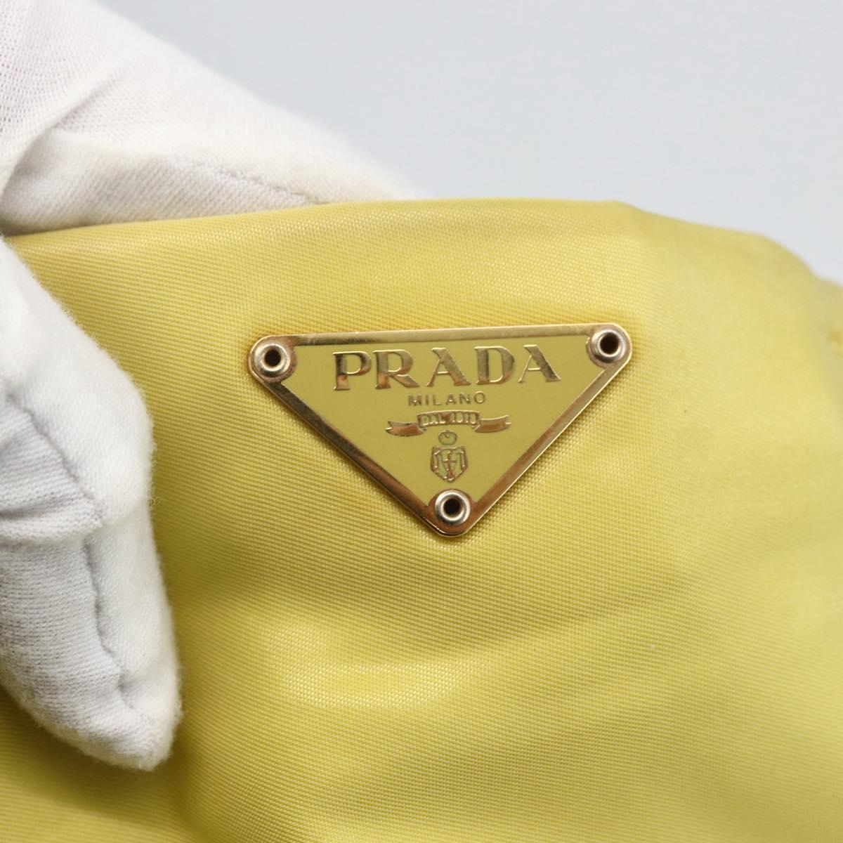 PRADA Tote Bag Nylon Yellow Gold Auth 160930