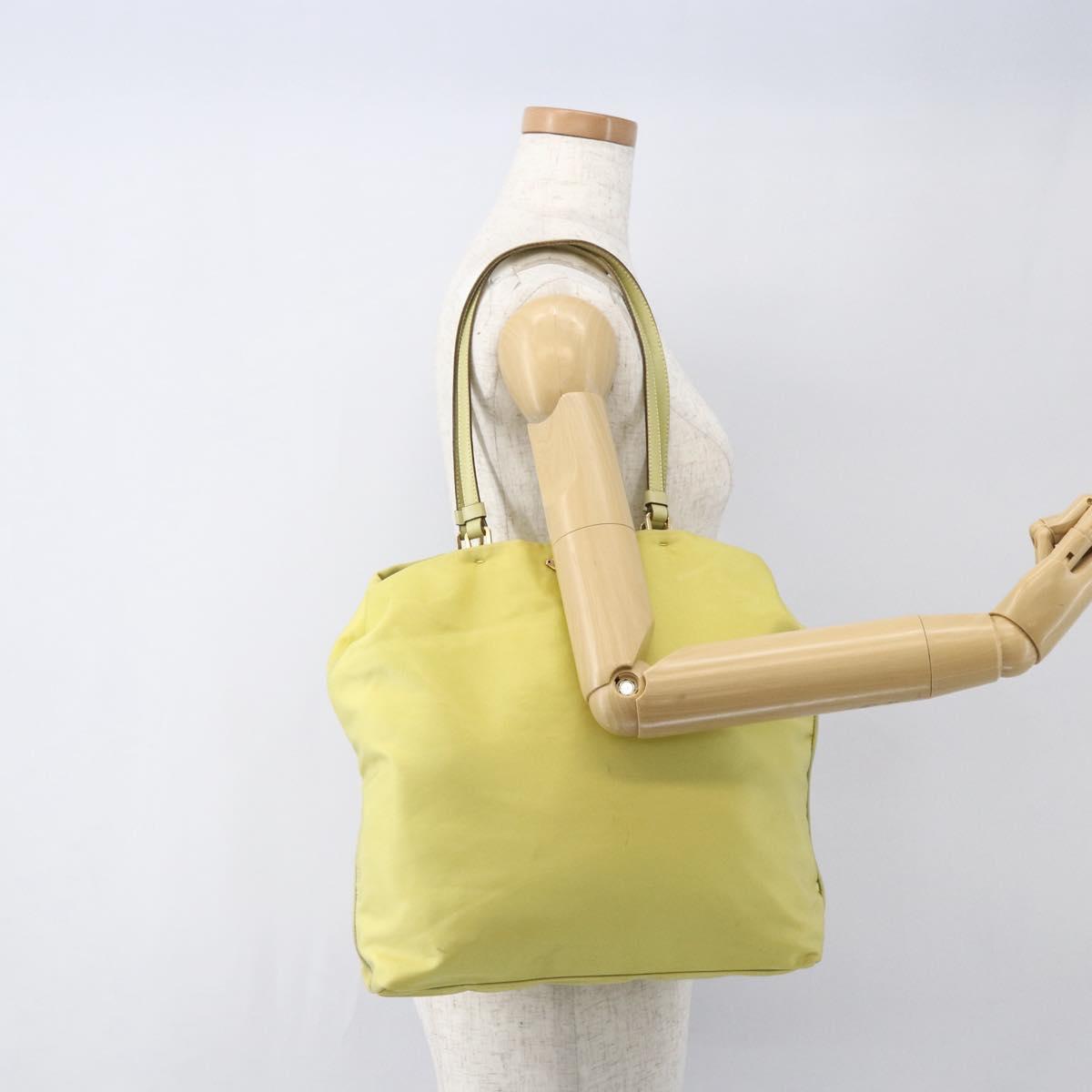 PRADA Tote Bag Nylon Yellow Gold Auth 160930