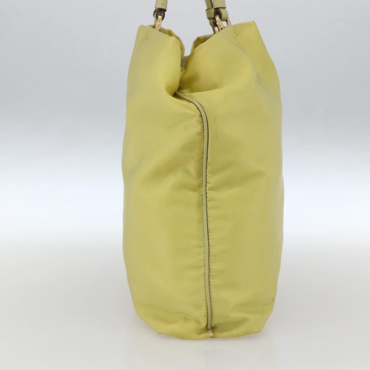 PRADA Tote Bag Nylon Yellow Gold Auth 160930