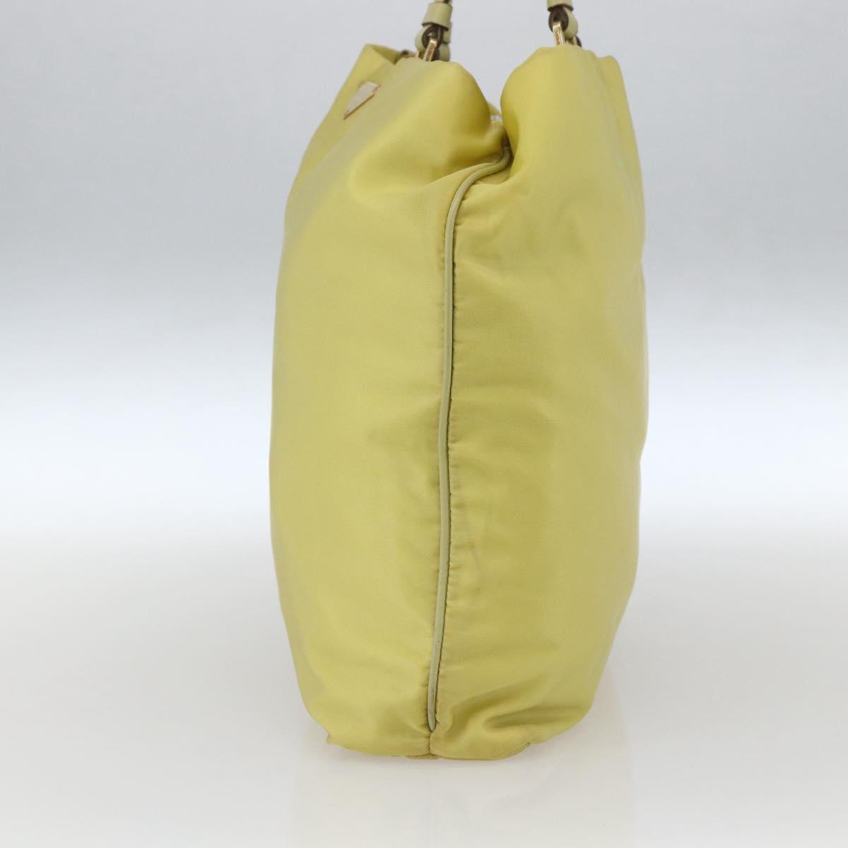 PRADA Tote Bag Nylon Yellow Gold Auth 160930