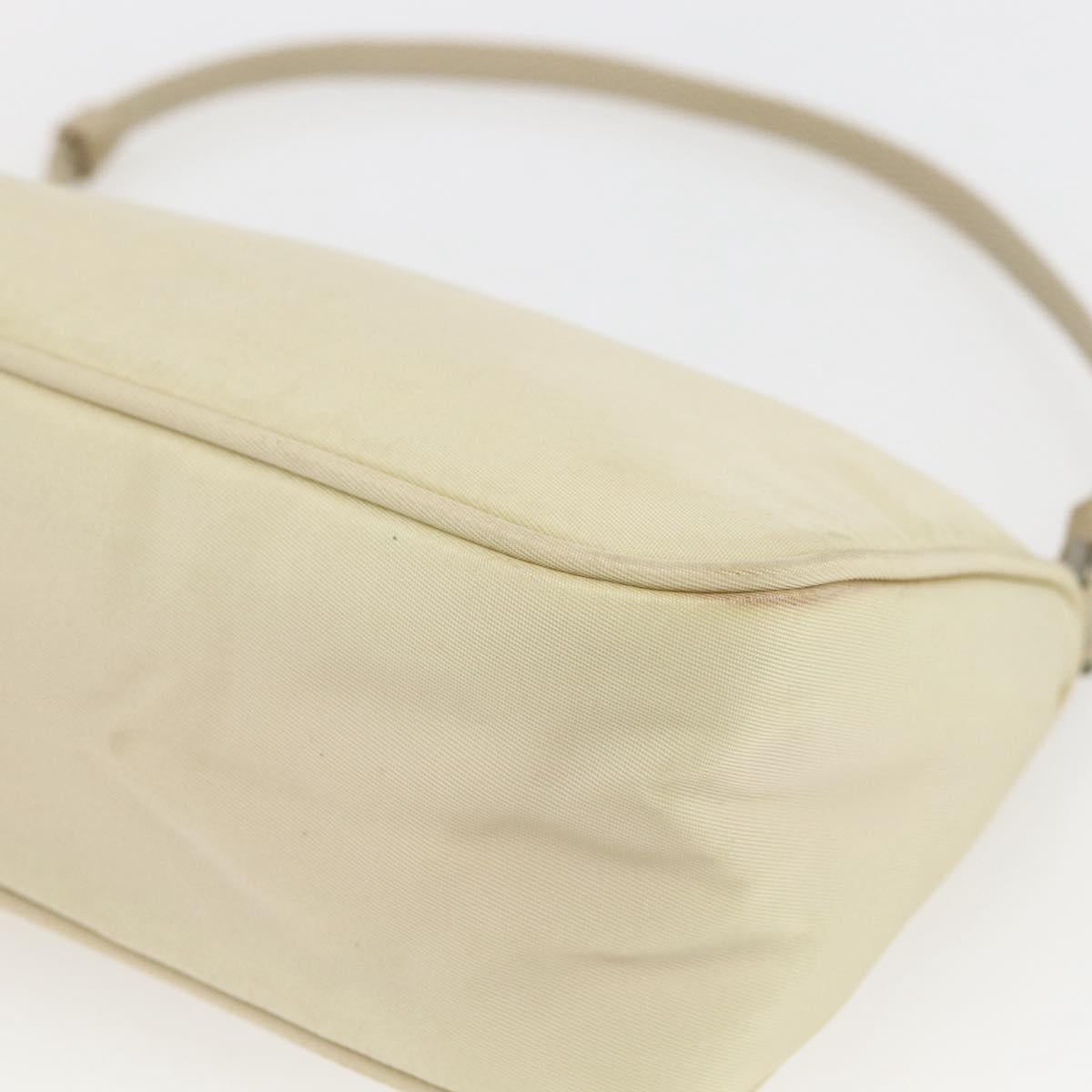 PRADA Accessory Pouch Nylon Ivory Silver Auth 160936