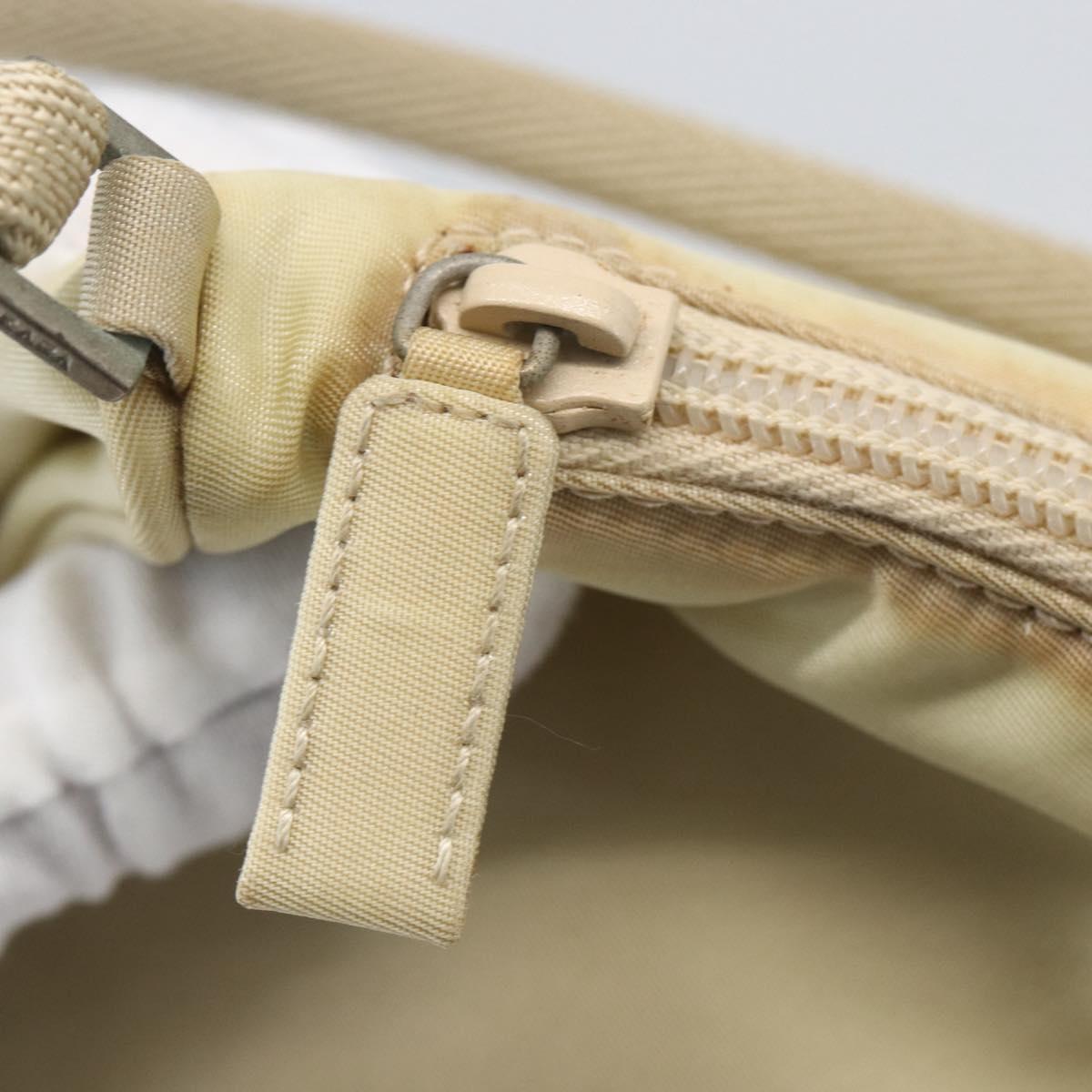 PRADA Accessory Pouch Nylon Ivory Silver Auth 160936
