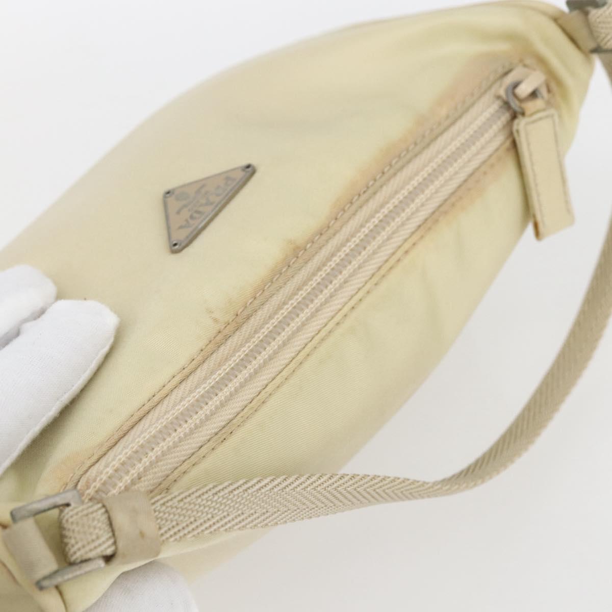 PRADA Accessory Pouch Nylon Ivory Silver Auth 160936