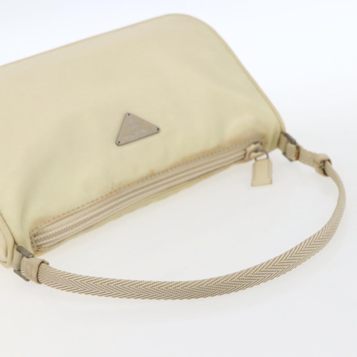PRADA Accessory Pouch Nylon Ivory Silver Auth 160936