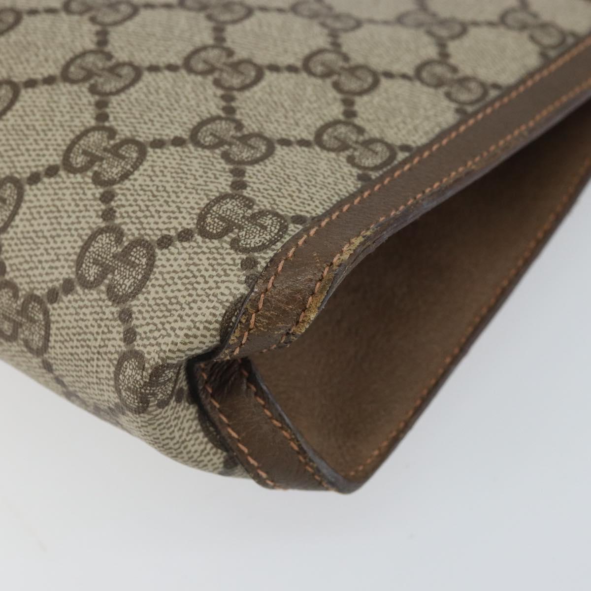 GUCCI GG Supreme Web Sherry Line Clutch Bag PVC Beige Gold 89 01 032 Auth 160944