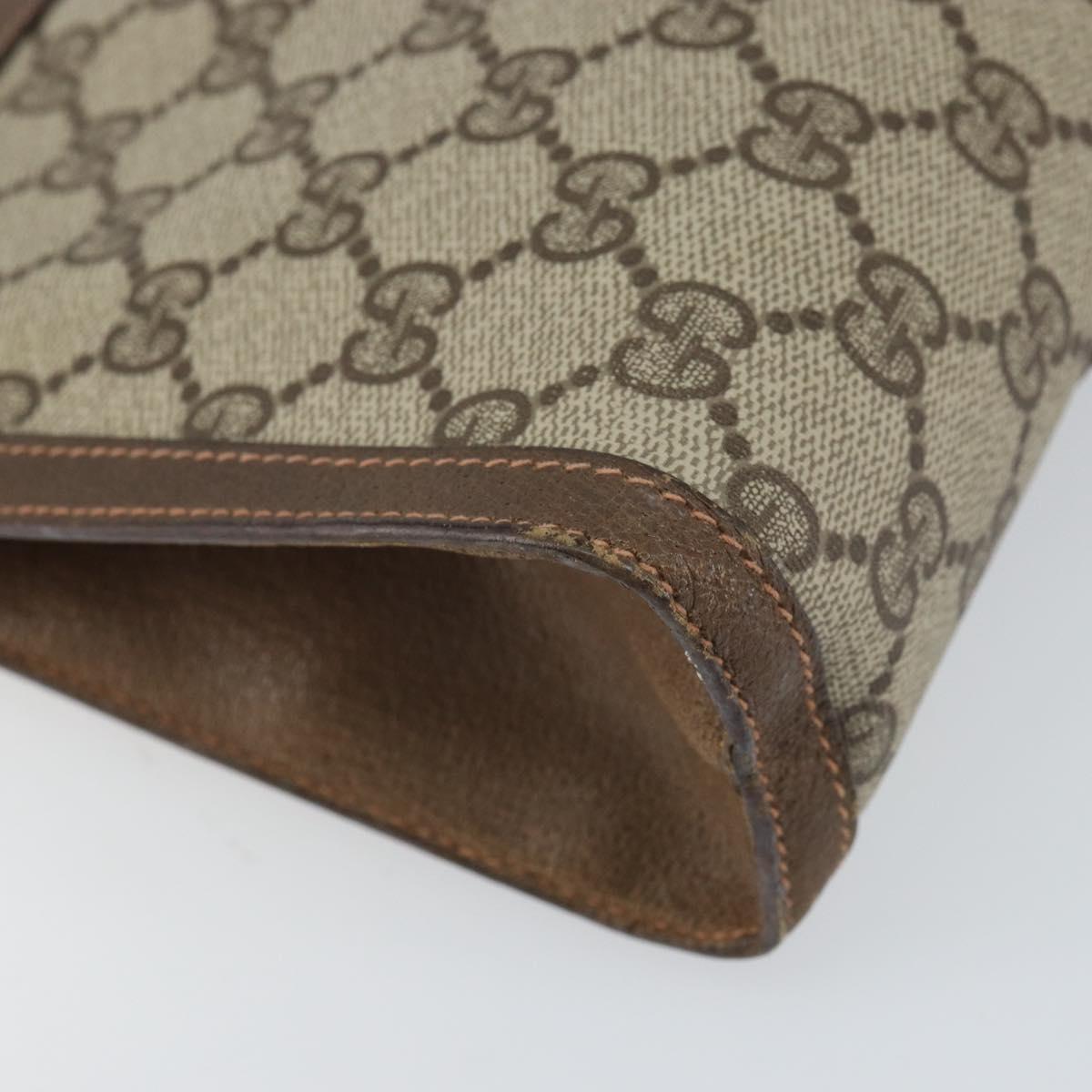 GUCCI GG Supreme Web Sherry Line Clutch Bag PVC Beige Gold 89 01 032 Auth 160944
