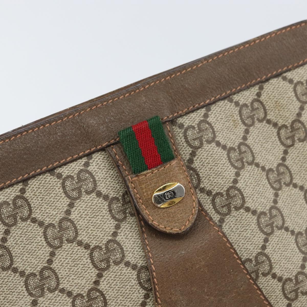 GUCCI GG Supreme Web Sherry Line Clutch Bag PVC Beige Gold 89 01 032 Auth 160944