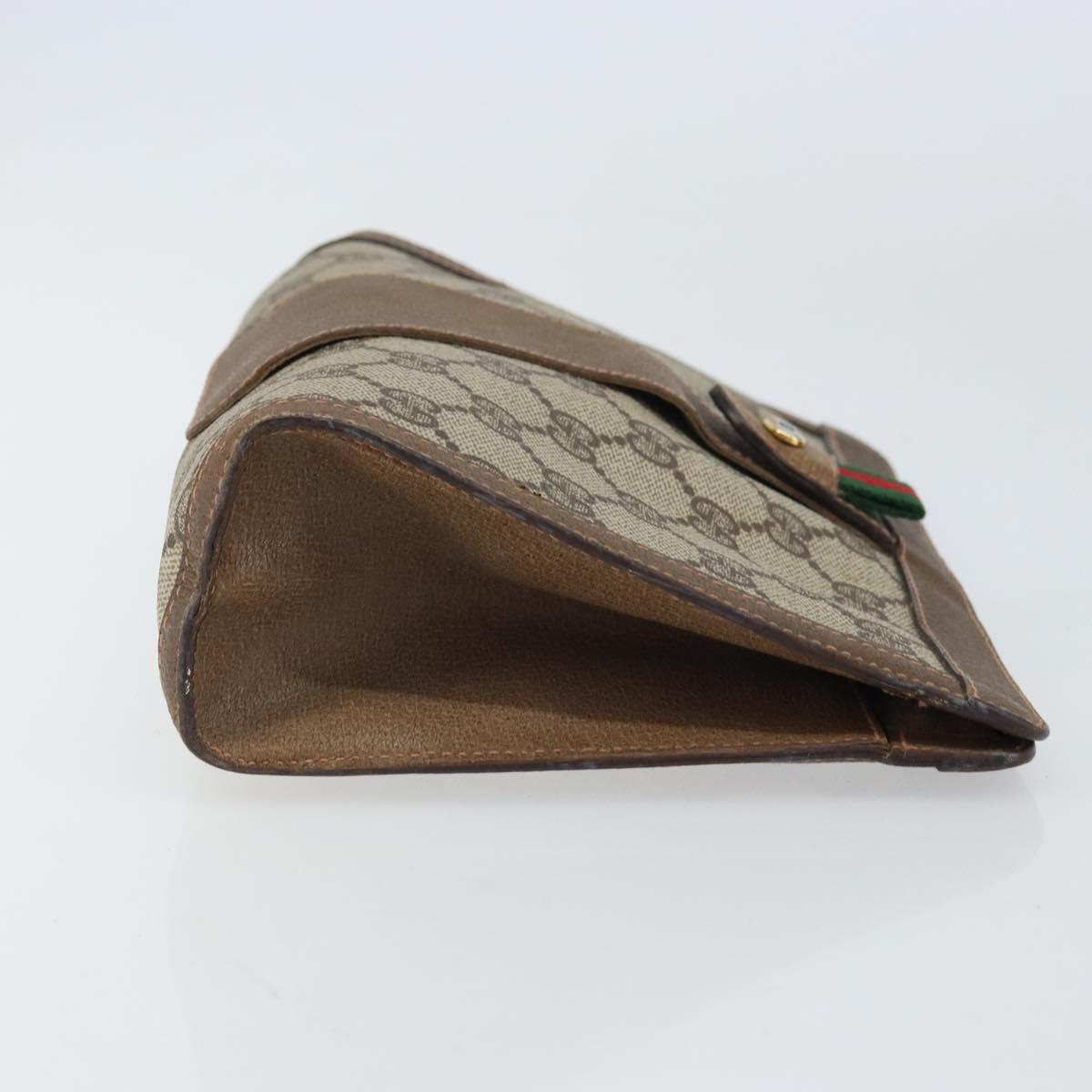 GUCCI GG Supreme Web Sherry Line Clutch Bag PVC Beige Gold 89 01 032 Auth 160944