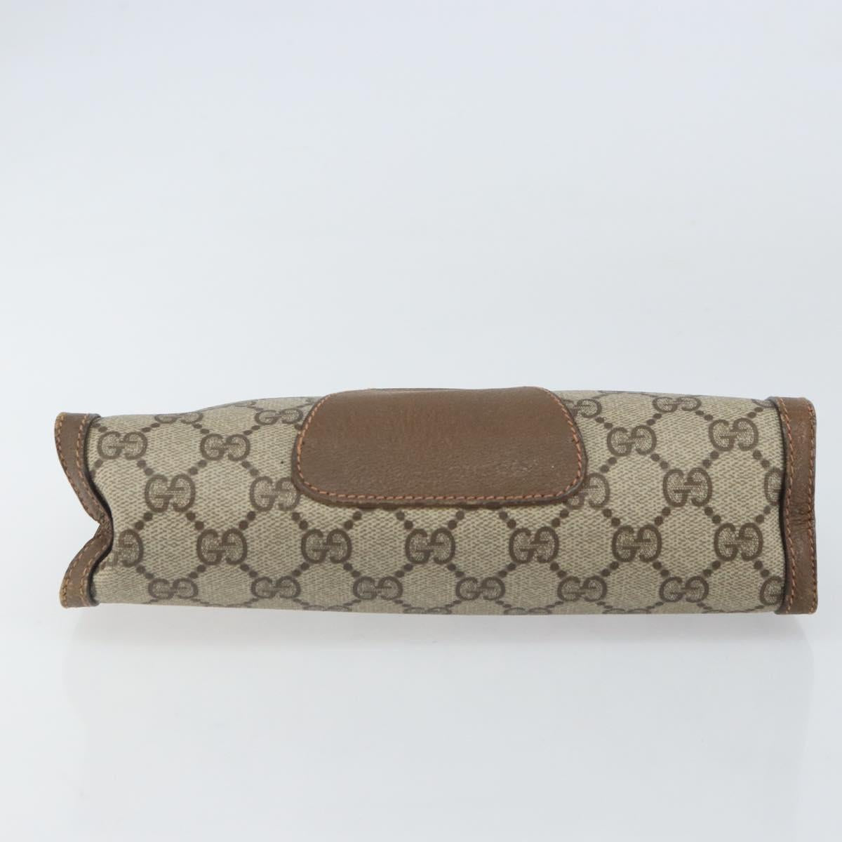 GUCCI GG Supreme Web Sherry Line Clutch Bag PVC Beige Gold 89 01 032 Auth 160944