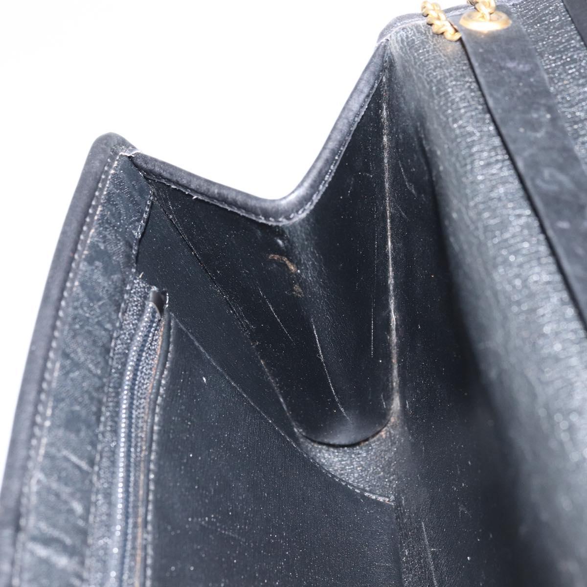 Christian Dior Trotter Canvas Chain Shoulder Bag Black Gold Auth 160947