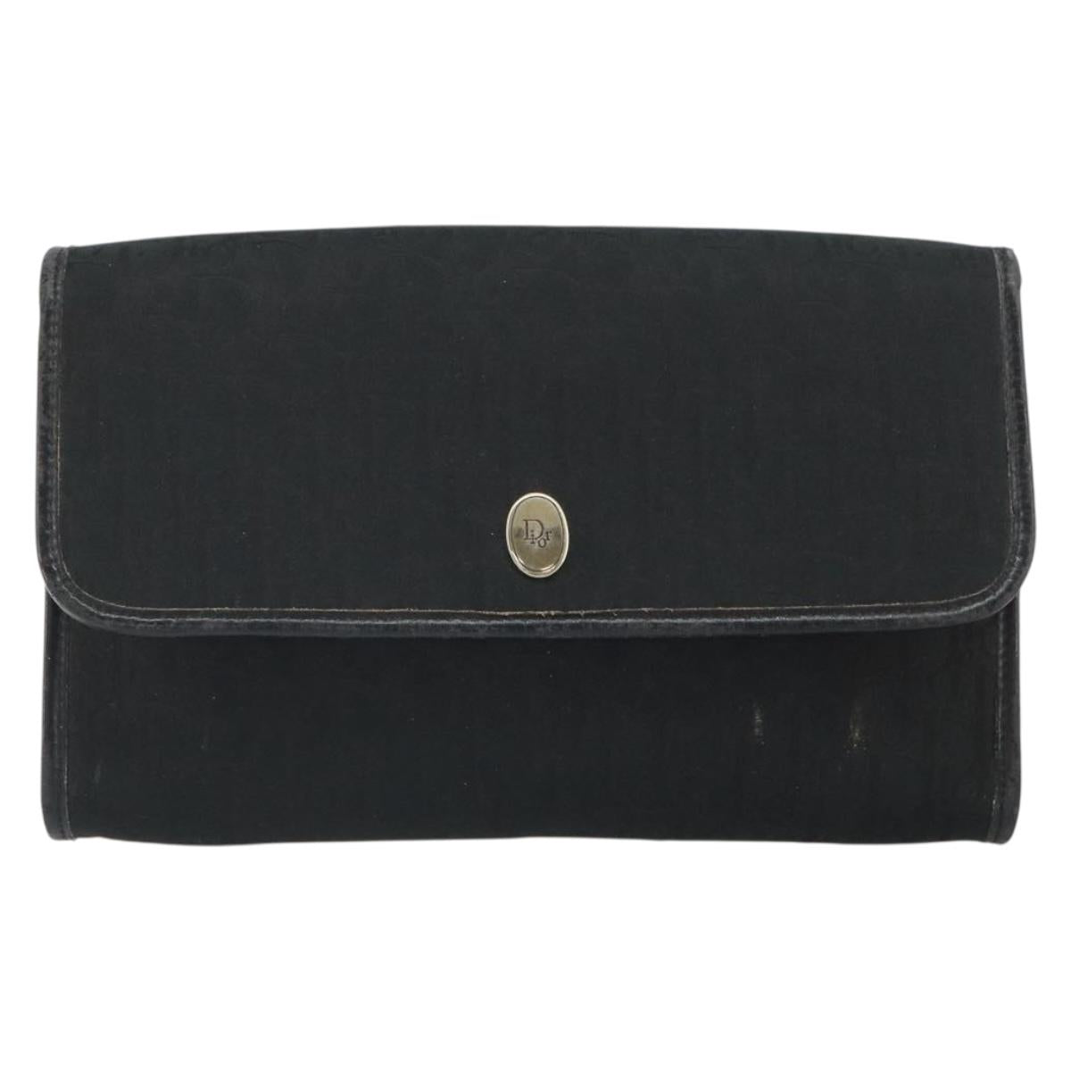 Christian Dior Trotter Canvas Chain Shoulder Bag Black Gold Auth 160947