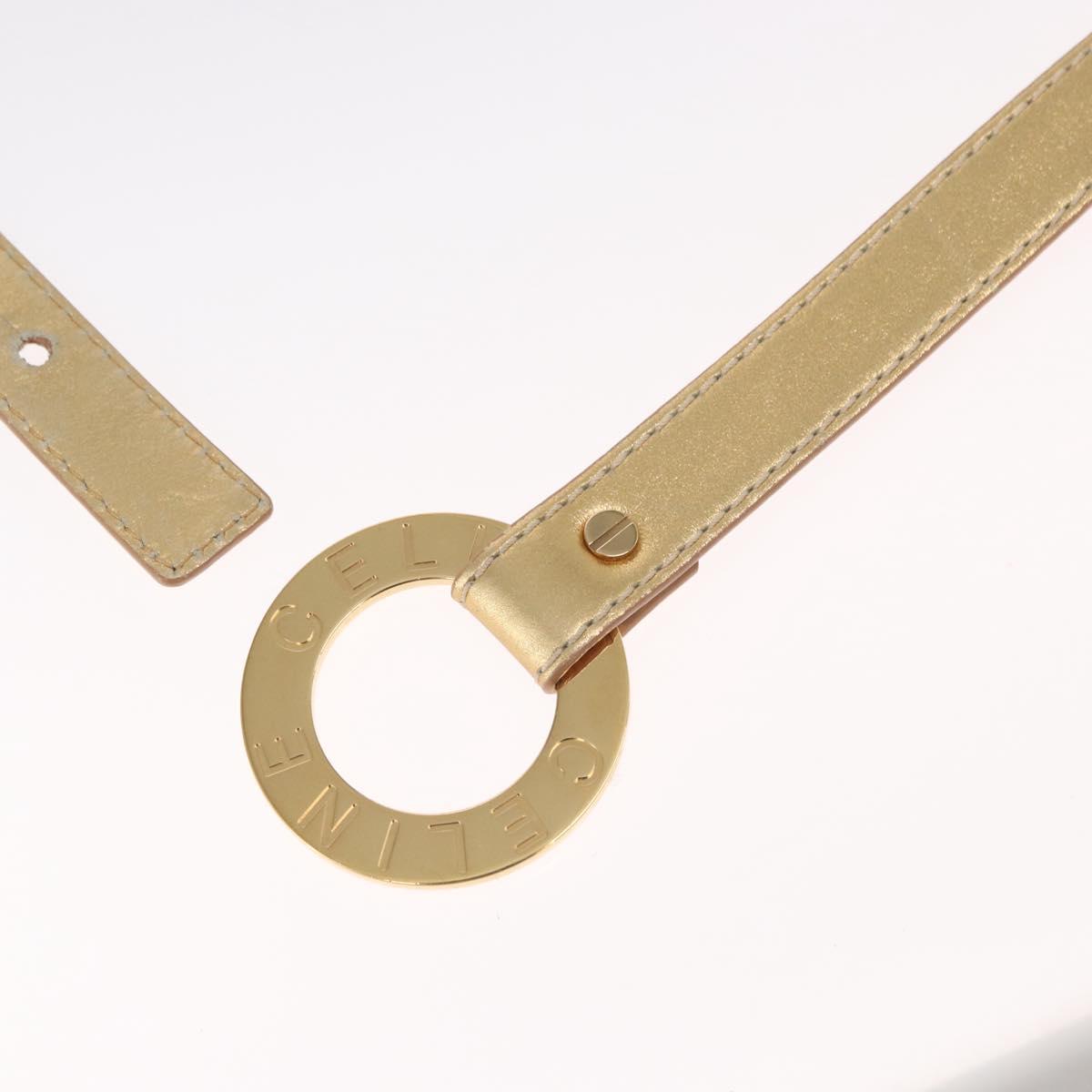 CELINE Belt Leather 66.9"" Gold Auth 160949
