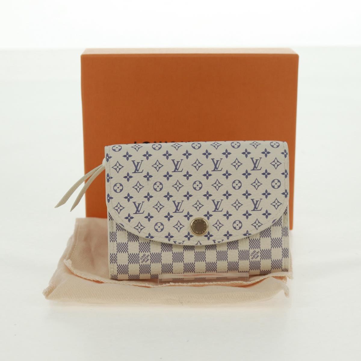 LOUIS VUITTON Damier Azur Porte Monnaie Rosary Coin Purse M25745 LV Auth 160957M