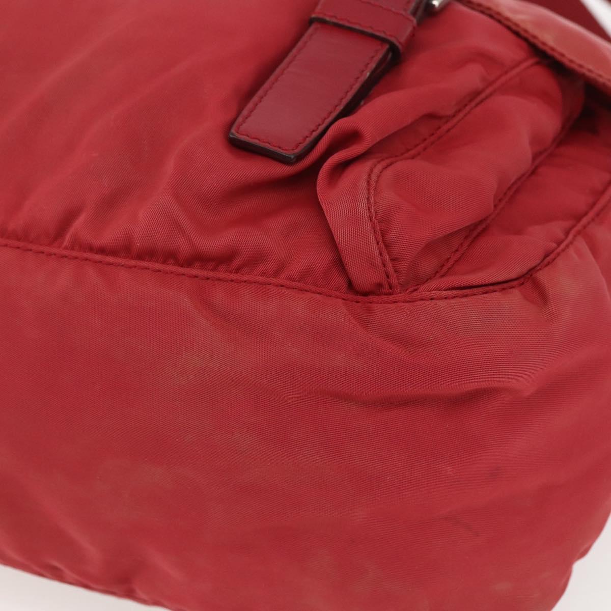 PRADA Shoulder Bag Nylon Red Silver Auth 160963