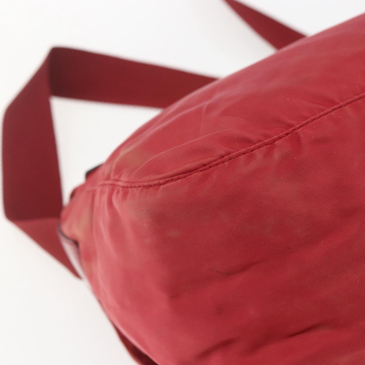 PRADA Shoulder Bag Nylon Red Silver Auth 160963