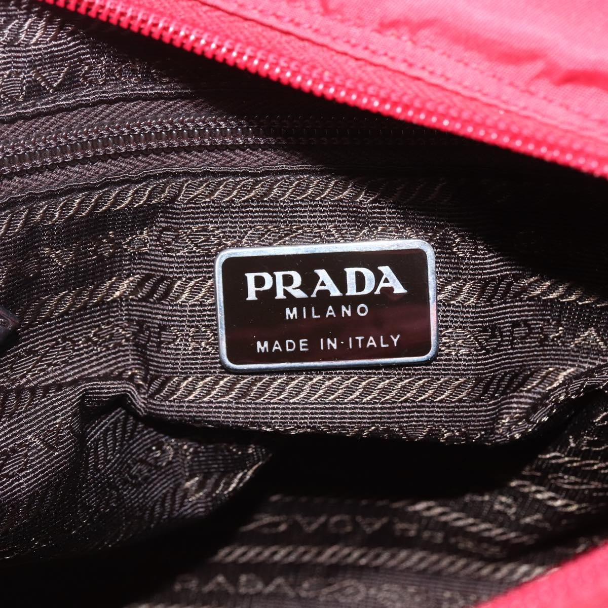 PRADA Shoulder Bag Nylon Red Silver Auth 160963