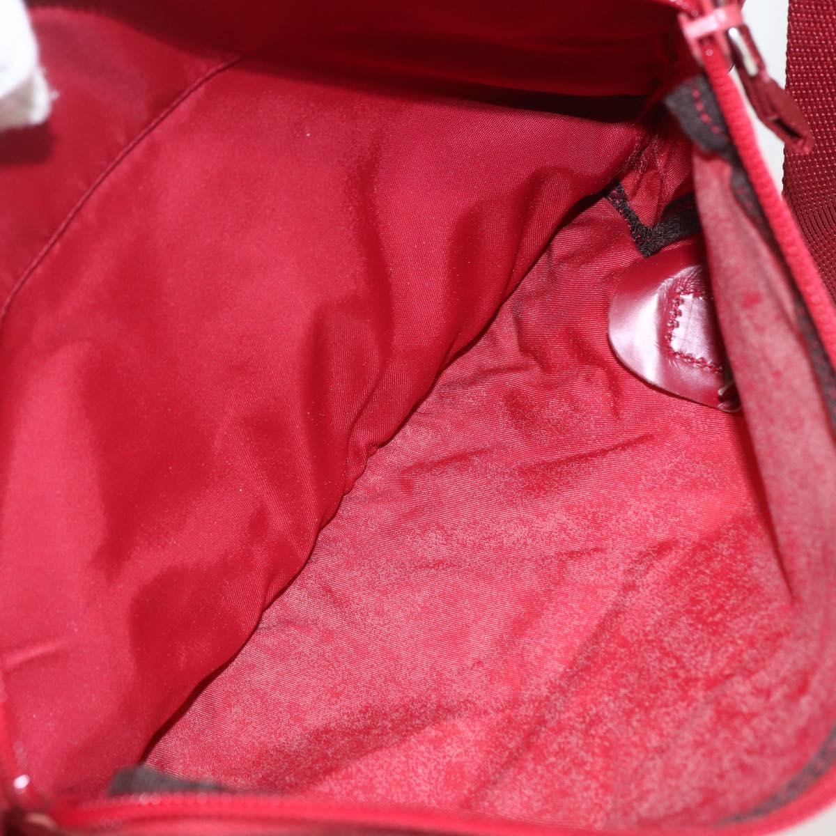 PRADA Shoulder Bag Nylon Red Silver Auth 160963