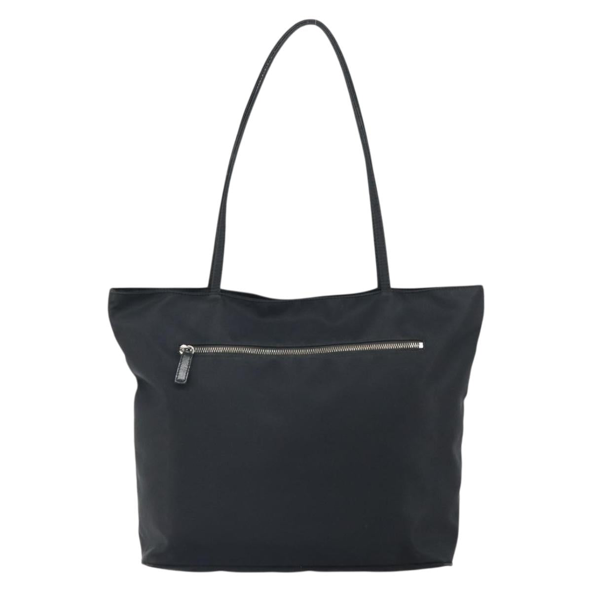 FENDI Tote Bag Nylon Black Silver Auth 160965
