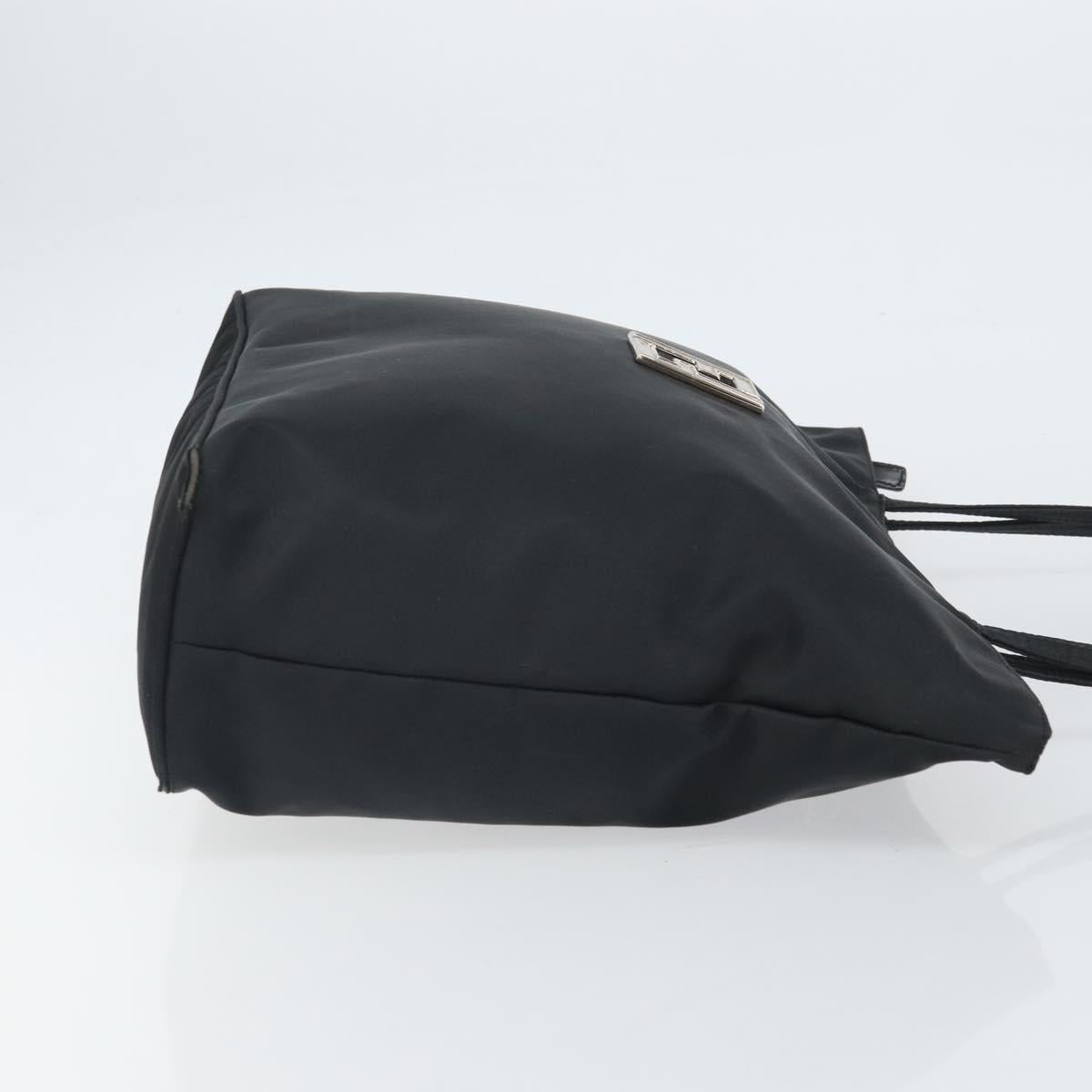 FENDI Tote Bag Nylon Black Silver Auth 160965