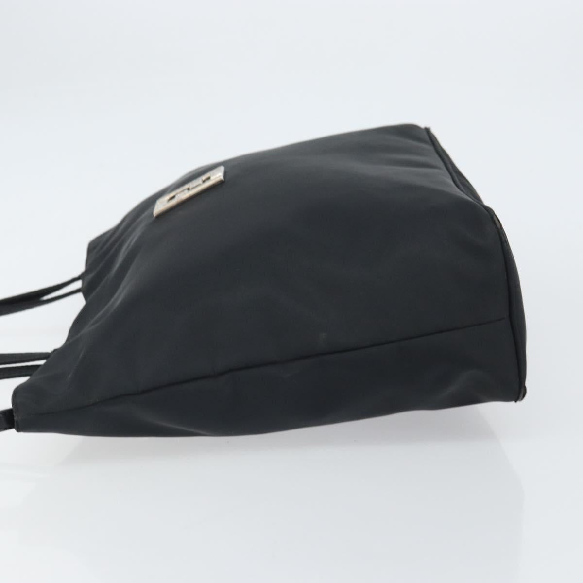 FENDI Tote Bag Nylon Black Silver Auth 160965