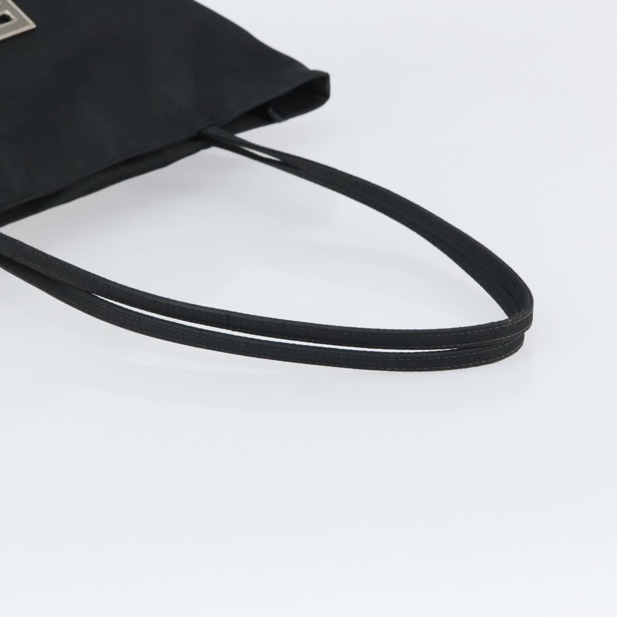 FENDI Tote Bag Nylon Black Silver Auth 160965